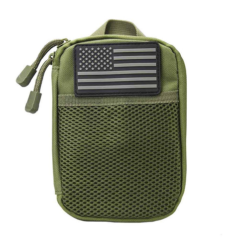 Utility Pouch with Black PVC US Flag - Green